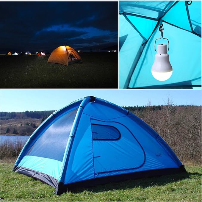 Solar Powered Lamp Remote Control Portable Led Bulb Lights Solar Energy Panel Led Lighting for Camp Tent Night Fishing Emergency Lights Flash 350LM(Pack of 1+Remote Control)