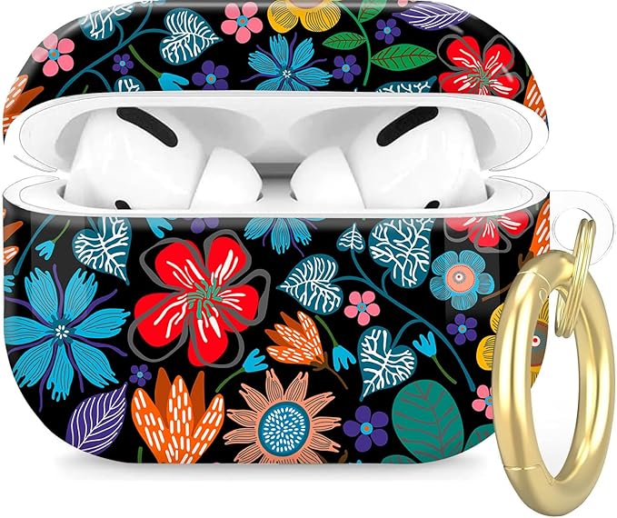 Compatible with Airpod Pro 2nd/1st Generation,Full Protection Cover for Women,Accessories Hard Case Portable & Shockproof for Airpod Pro 2nd Charging Case 2023/2022/2019(Colorful Red Floral)