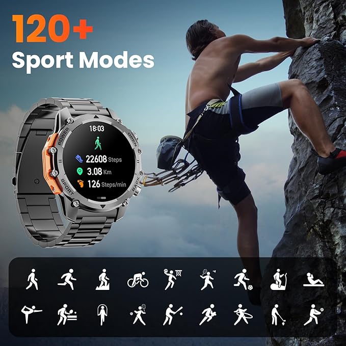 Hwagol Smart Watches for Men (Call/Notification),Two Style Kits,Military Smart Watch with Heart Rate/Sleep Monitor/Pedometer for Android and iOS,1.52''HD DIY Screen Fitness Tracker