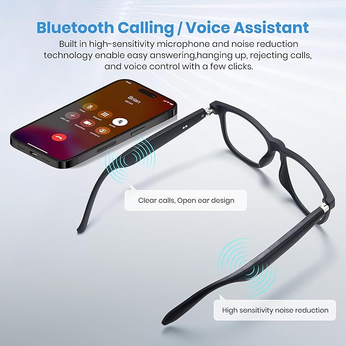 Cyxus AI Smart Glasses for Business Meetings - Real-Time Transcription Bilingual Translation & Bluetooth Audio Lightweight All-Day Wear AI8284
