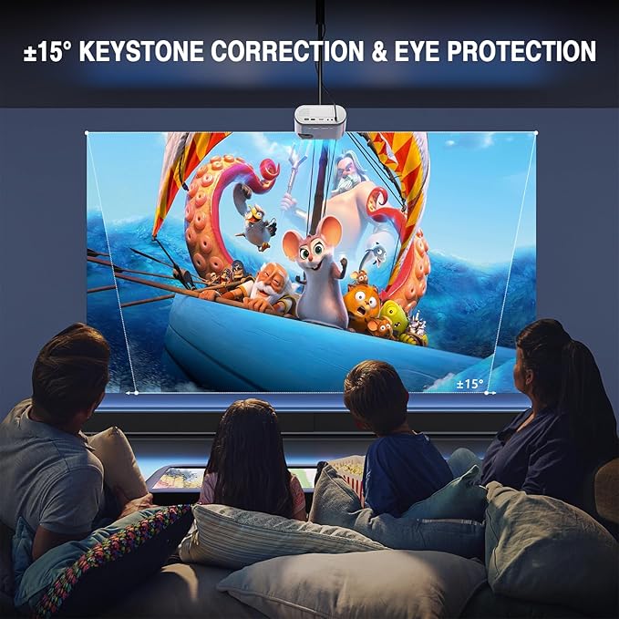 Mini Projector, VISSPL Full HD 1080P Video Projector, Portable Outdoor Projector with Tripod, Kids Gift, Home Theater Movie Phone Projector Compatible with Android/iOS/Windows/TV Stick/HDMI/USB
