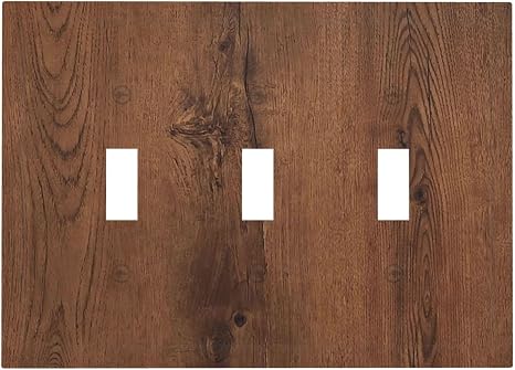 Rustic Natural Oak Wood Grain Texture Decorative Switch Plates 3 Gang Wall Plate Triple Toggle Light Switch Cover Faceplate Electrical Wall Panels for Farmhouse Home Decor