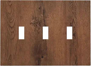 Rustic Natural Oak Wood Grain Texture Decorative Switch Plates 3 Gang Wall Plate Triple Toggle Light Switch Cover Faceplate Electrical Wall Panels for Farmhouse Home Decor