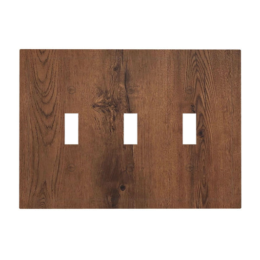 Rustic Natural Oak Wood Grain Texture Decorative Switch Plates 3 Gang Wall Plate Triple Toggle Light Switch Cover Faceplate Electrical Wall Panels for Farmhouse Home Decor