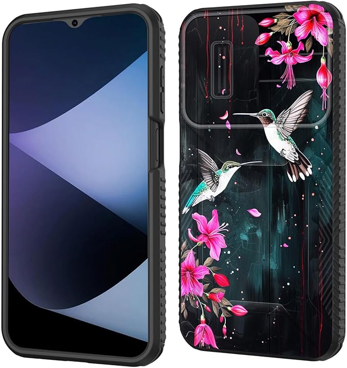 for Galaxy A16 5G Case Built in Slide Camera Lens Cover,Heavy Duty Shockproof Protection Dual Layer Case for Samsung Galaxy A16 5G 6.7" 2024,Flower Hummingbird