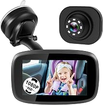1080P Baby Car Mirror, Shybaby 4.3" Baby Car Camera Monitor with 170° Wide View, HD Night Vision Function and Reusable Sucker Bracket, Safety Rear Facing Cars Set Camera for Infants Kids Toddlers - Image 1
