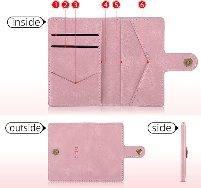 Magnetic Wallet with 5 Card Holders Compatible with MagSafe for iPhone 17/16/15/14 Pro Max/14 Pro/14 Plus/13/12 Series with RFID Protected,Vegan Leather,Pink