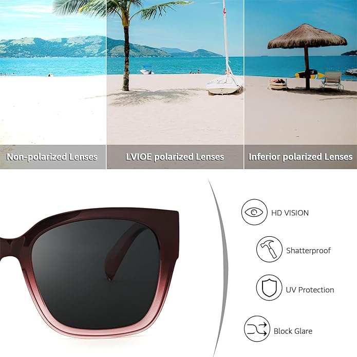 LVIOE 2 Pack Polarized Fit Over Sunglasses for Women Men Oversized Square Over Glasses Sunglasses with UV Protection LS7511