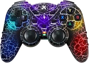 NBCP Light-Up Wireless Controller for PC - Black Crack Custom Design with RGB LED Lights, Turbo Function, Luminous Mode, Compatible with Windows 7/8/10/11 & Steam - Image 1
