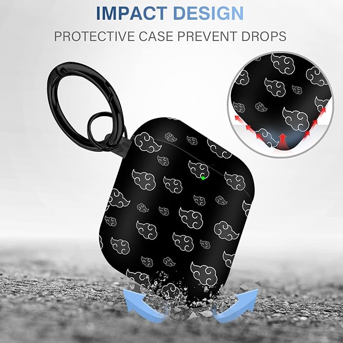 Maxjoy for Airpods Case, Anime Cartoon Cute Design Airpods 1st and 2nd Generation Case Cover for Air Pods Men Boys Girls Kids,Kawaii Cases for Apple Airpods 1/2,Anime White Cloud Lanyard