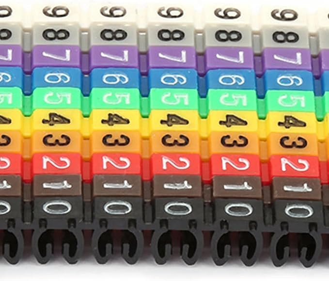 Clip-on String Wire Marking Boxed Plastic Digital Number Wire Label Tube Set Colorful Cable Marker (100PCS KCM-2.5MM)