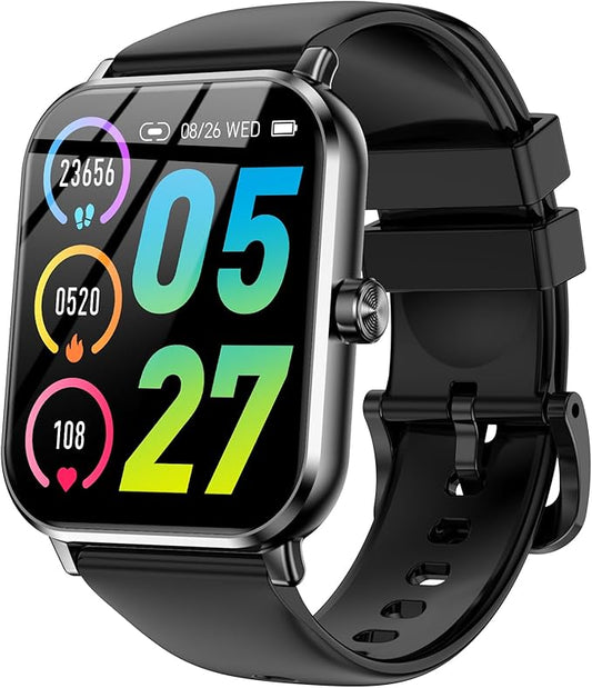 Smart Watch for Men Women Android & iOS, 5 ATM Waterproof Activity Fitness Tracker with Bluetooth 5.3 Calls, 130+ Sports Modes, 1.83" HD Smart Watch with Heart Rate/Sleep Monitor (Black)