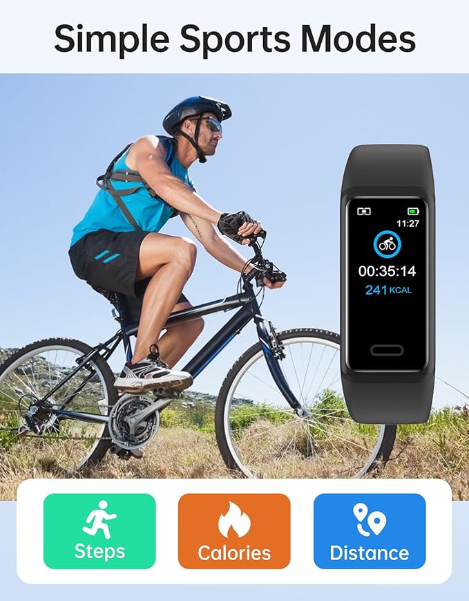 Fitness Tracker Watch, Activity Monitor with Heart Rate, Sleep Tracking, Calorie Counter, IP68 Waterproof, Pedometer