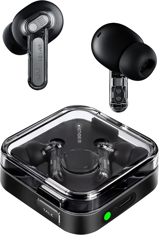 Nothing Ear (3) Wireless Earbuds Super Mic 45dB Hybrid Active Noise Cancelling Bluetooth Headphones Hi-Res 6 Mics, 12mm Dynamic Bass Boost, Dual Connect ANC Sport Ear Buds for iPhone Android, Black