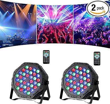 36LED Par Lights, 9 Modes RGB Stage Lights with Remote Control, Sound Activated Strobe Uplight, DJ Disco Party Light for Wedding Christmas Home Dance Bar Pub, 2 Pack