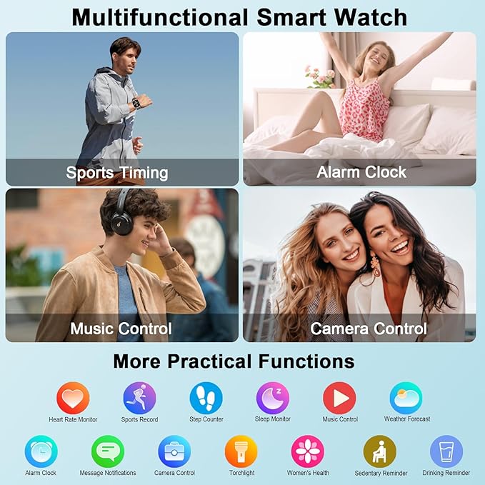 Smart Watch for Men Women GPS, Military 2.06" Fitness Tracker with Bluetooth Calling, Smartwatch Heart Rate Sleep SpO2 Step Counter, Voice Assistant, Activity Tracker 100+ Sport Modes for Android iOS
