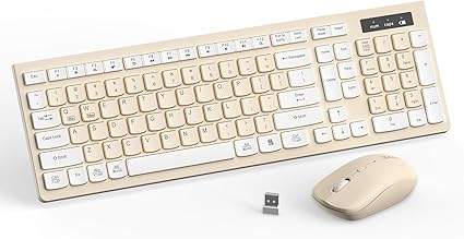 Wireless Keyboard and Mouse Combo Silent for Office and Home(Latte Color)