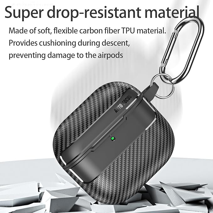 for Hard AirPods Pro 3 Case 2025|Cool Carbon Fiber Air Pods Pro 3 Case (Model A2700/A2931)|with Keychain|Airpod 3 Pro Cases for Man(Black)