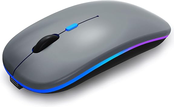 WREANU Wireless Bluetooth Mouse, Rechargeable Laptop Mice, Grey