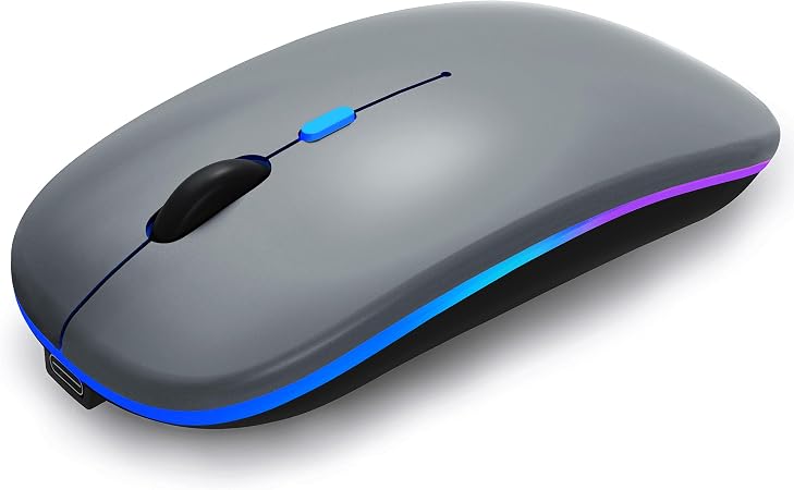 WREANU Wireless Bluetooth Mouse, Rechargeable Laptop Mice, Grey