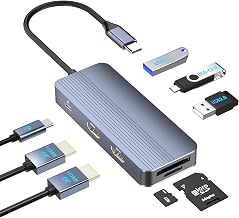 Docking Station Dual Monitor for Dell/HP/Lenovo Laptop, Dual HDMI Adapter for 2 Monitors, 8 in 1 USB C Docking Station with HD/USB/PD/SD/TF, HDMI Splitter for Dual Monitors Extended Display - Image 1