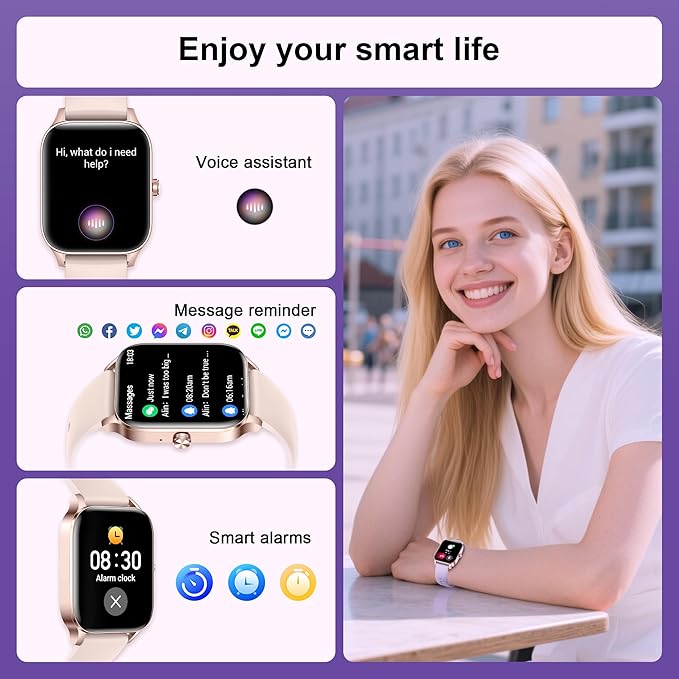 Smart Watches for Women,1.85" Fitness Tracker Watch Answer/Make Call,IP68 Waterproof Fitness Watch with Sleep/Step/Heart Rate/SpO2 Monitor, 120+ Sport Modes Smartwatch for Android iOS