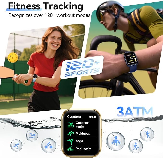 Smart Watches for Women (Android/iPhones), 120+ Sport Modes Fitness Tracker Watch with SpO2/Heart Rate Monitor, Steps/Sleep Tracker, 1.85" HD Smart Watch with Bluetooth Calls/Messages, 3ATM waterproof