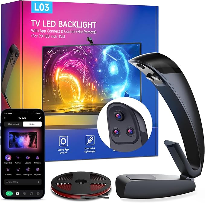 FFJ TV Lights That Change with TV, 21.3ft RGB Immersive LED Strip Backlight with 90-100 Inch Screen, Smart App Control, Music Sync, for Home Decoration - Upgraded Version