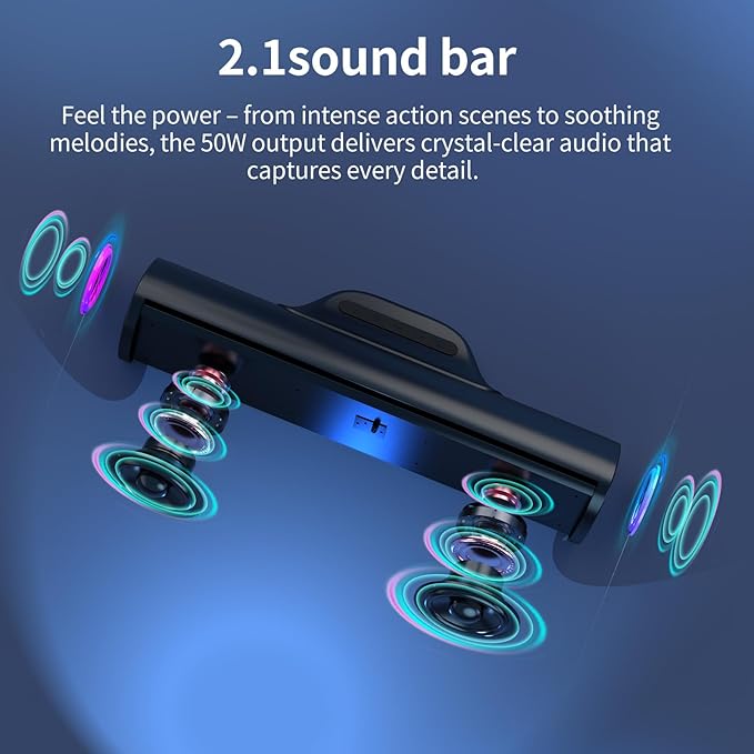 Sound Bar, Surround Sound System for TV –Sound Bar for Smart TV, 3D Home Theater Audio,Colorful RGB Lighting Effects, ARC/Bluetooth/Optical/AUX Connect/USB, withTV/PC/Gaming/Projectors