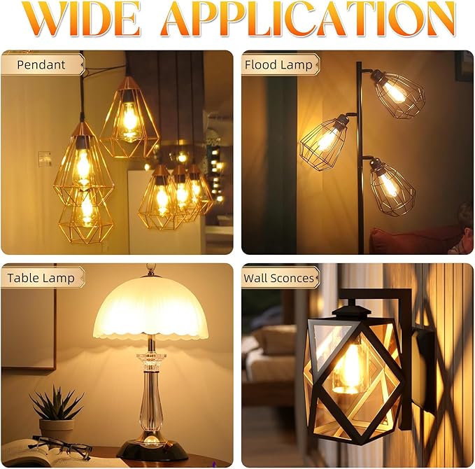 Edison Bulbs 60 watt LED Equivalent, Vintage Light Bulbs Non-Dimmable, 2700K Warm White, ST58 E26 LED Bulb, 90+ CRI, 6W 600LM, E26 Medium Base, Clear Glass, 12 Pack