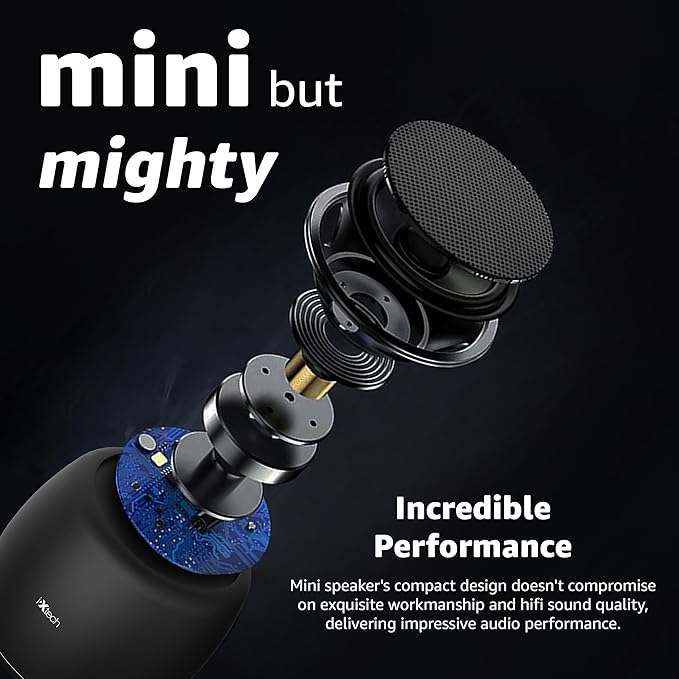 IXTECH Portable Bluetooth Speaker with Remote Shutter and Built-in Microphone - Mini Wireless Travel Speaker for Outdoors