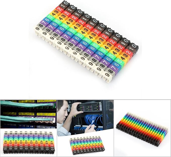 Clip-on String Wire Marking Boxed Plastic Digital Number Wire Label Tube Set Colorful Cable Marker (100PCS KCM-2.5MM)