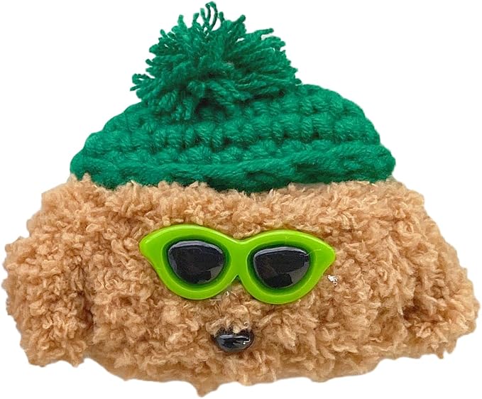 Yatchen Plush Case for AirPods 3,Kawaii Cute 3D Cartoon Fur Teddy Dog with Green Hat Sunglasses Funny Furry Airpods 3rd Generation Cover with Keychain Protector Women Girls for AirPods 3