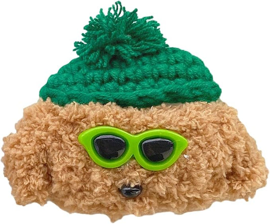 Yatchen Plush Case for AirPods Pro,Kawaii Cute 3D Cartoon Fur Teddy Dog with Green Hat Sunglasses Funny Furry Airpods Pro Cover with Keychain Protector Women Girls for AirPods Pro