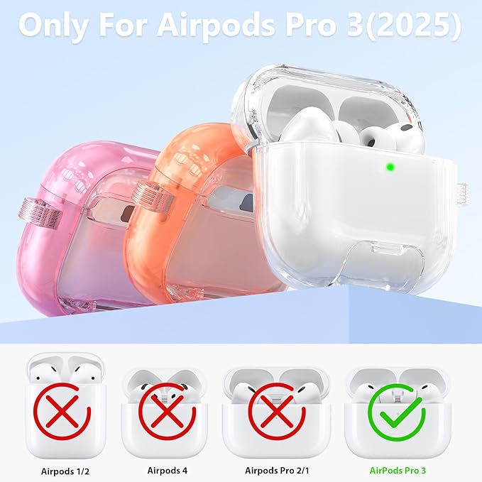 Case for Airpods iPods Pro 3 Case 2025 with Phone Stand for Women-VISOOM Clear Air Pod iPod Pro3 Cases Cover Cute Girly Airpods Case Pro3 Bling Glitter AirPods Pro3 Cases Hard Shell with Keychain
