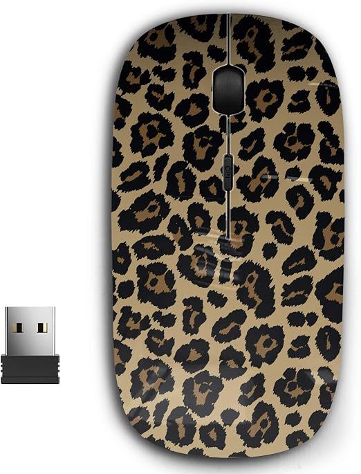 2.4G Ergonomic Portable USB Wireless Mouse for PC, Laptop, Computer, Notebook with Nano Receiver (Leopard Design)