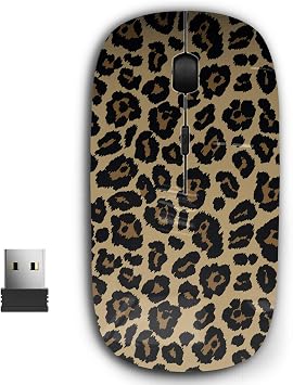 2.4G Ergonomic Portable USB Wireless Mouse for PC, Laptop, Computer, Notebook with Nano Receiver (Leopard Design)