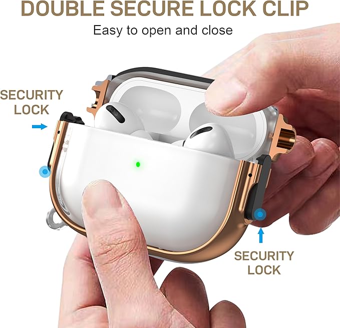 Maxjoy for AirPods Pro 2nd/1st Generation Case with Lock, Clear AirPods Pro 2 Case Lock Protective Hard AirPod Pro Cover for Women Men with Keychain for Airpod Pro (2023/2022/2019), Transparent