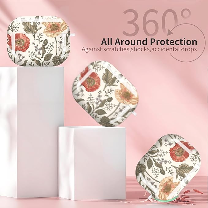 Compatible with AirPods Pro 3 Case 2025 for Women Girls – Cute Shockproof Protective Cover with Gold Round Buckle, Anti-Drop Soft Case for AirPod Pro 3rd Gen (Cute Flower)