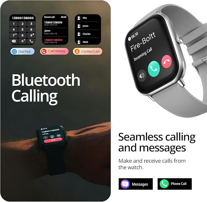 Fire-Boltt Ninja Call Pro Max 51.05mm (2.01 inch) Display Smart Watch, Bluetooth Calling, 120+ Sports Modes, Health Suite, Voice Assistance (Grey)