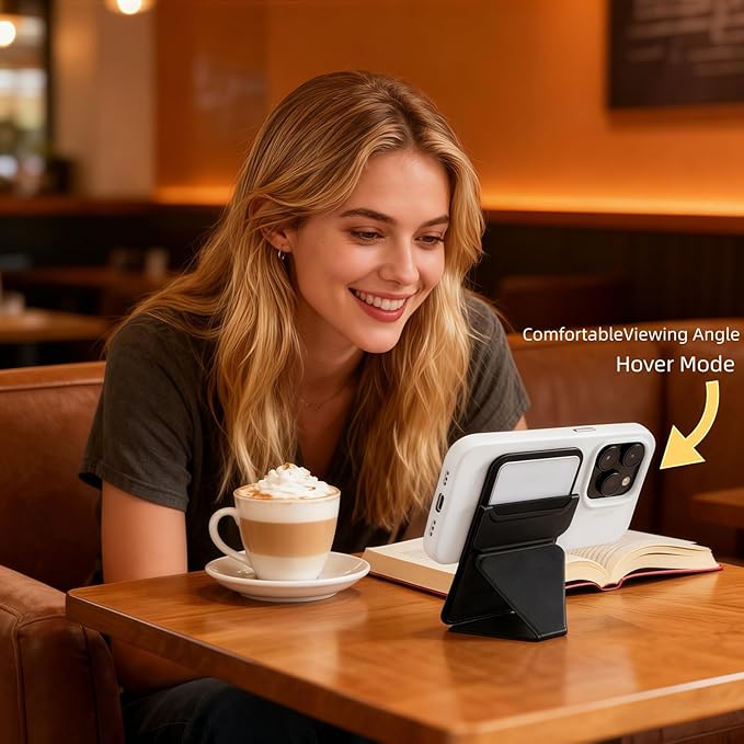 for MagSafe Wallet RFID Blocking, 2 Card Holder, Stand Strong Magnetic Grip, Slim Leather Phone Wallet, Compatible with iPhone 17/16/15/14/13/12 Series (Black Small Support)