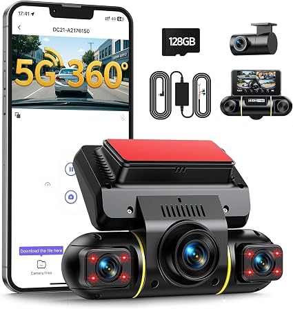 LAMTTO 4 Channel Dash Cam Front Rear Left Right Inside with 128GB Card