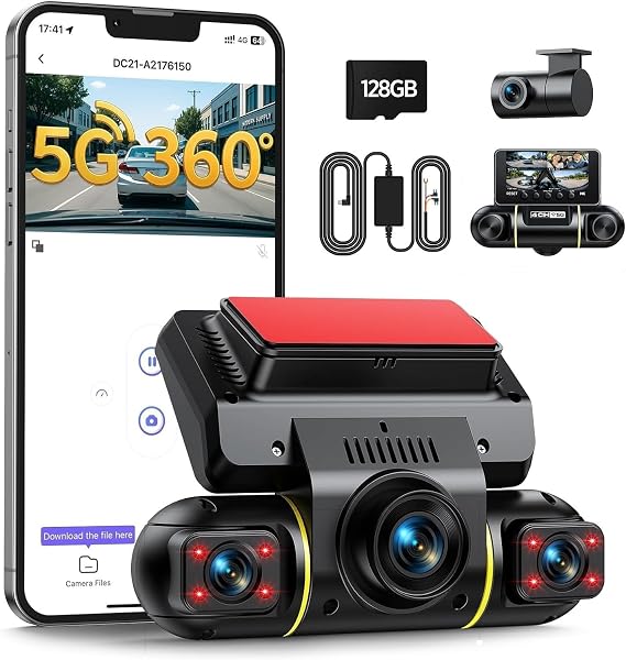 LAMTTO 4 Channel Dash Cam Front Rear Left Right Inside with 128GB Card