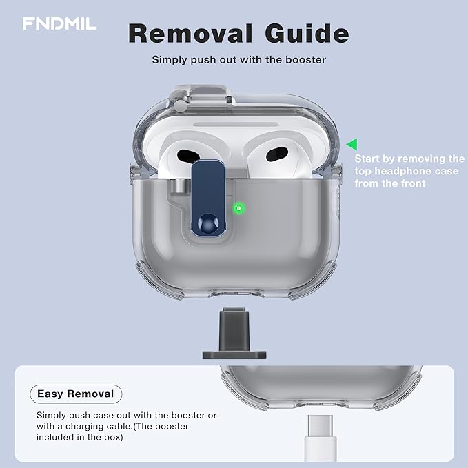 Clear Case for AirPods 3 Case Cover with [Lock Safety & Pop Up][Military Shockproof] Anti-Yellow Transparent Soft TPU Wireless Charging for AirPods 3 Generation Case with Keychain,Clear Black