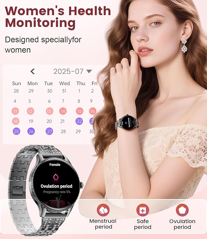 Smart Watch for Women (Answer/Make Calls), 1.32" Fitness Smartwatch with 121 Sport Modes, Heart Rate,Sleep,Step & Calorie Monitor,IP68 Waterproof Activity Tracker for Android iOS