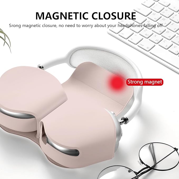for Apple Airpods Max Case,Headphones Protective Case for AirPod Max Supports Sleep Mode, Anti-Scratch and Anti-Dust,Airpod Pro Max by PU Leather,Pale Pink