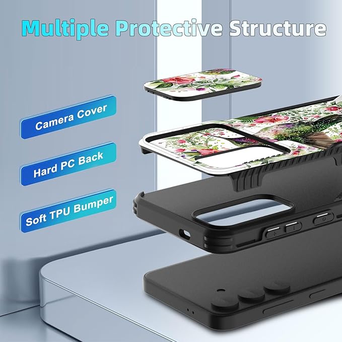 for Galaxy S26 Case Built in Slide Camera Lens Cover,Heavy Duty Shockproof Protection Dual Layer Case for Samsung Galaxy S26 6.3" 2026,Dandelions and Birds