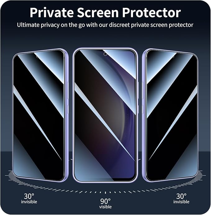 Privacy Screen Protector for Samsung Galaxy A54, Anti-Spy Tempered Glass, Double Shatterproof 9H Hardness, Dark Privacy Protection, Anti-Scratch Impact Resistant Screen Cover for Daily Use - 3 Pack