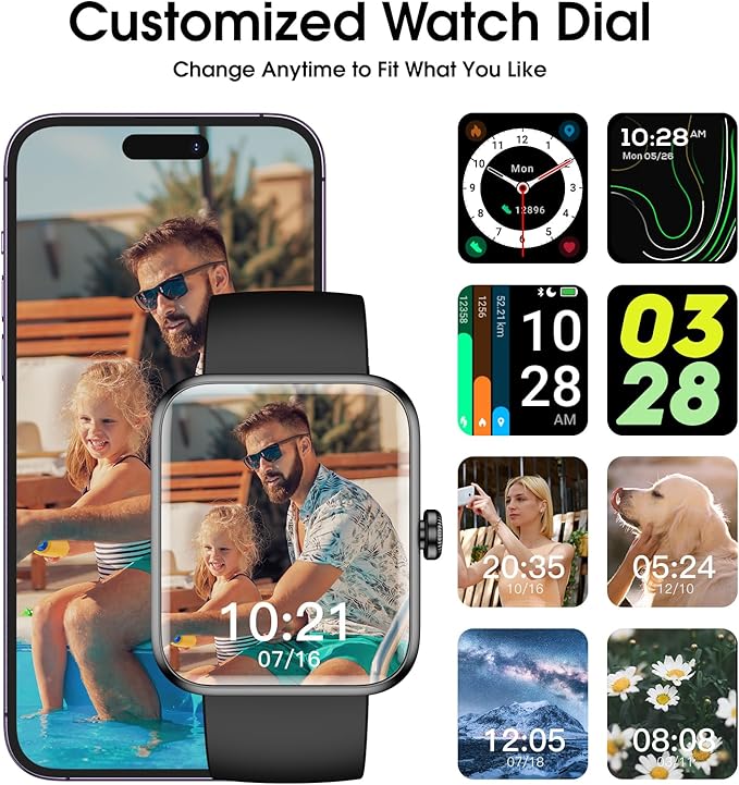 Smart Watch, Fitness Tracker with 45mm Touchcreen, Heart Rate Monitor, Blood Oxygen, Sleep Tracking Fitness Watch IP68 Waterproof Smartwatch for Women Men Compatible with Android iOS