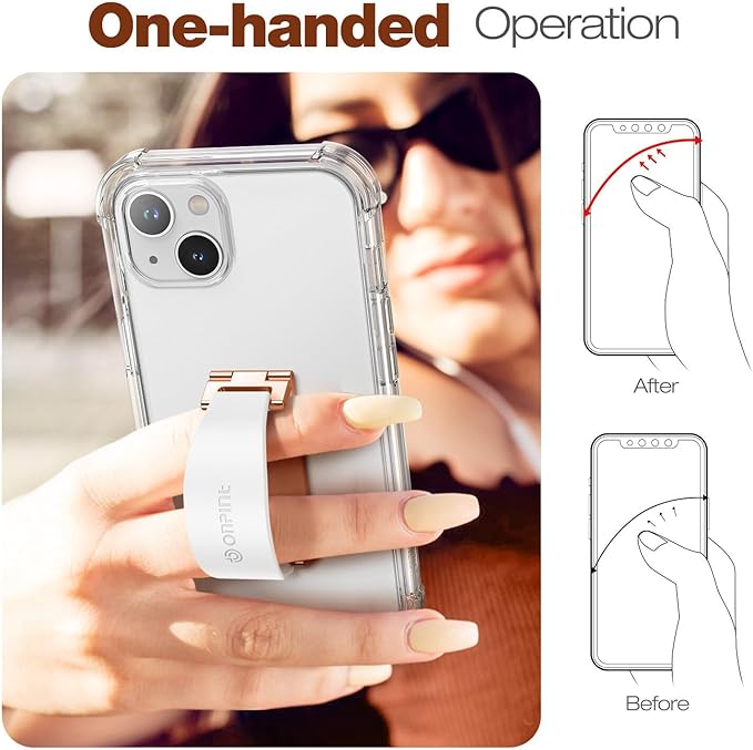 Phone Grip Finger Ring Holder 3.23 Inch, Phone Slim Finger Ring Holder Kickstand 2 in 1, Compatible with iPhone Samsung and Most Smartphones, White